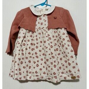 Mayoral Floral Print Dress With Attached Sweater Size 12 Months